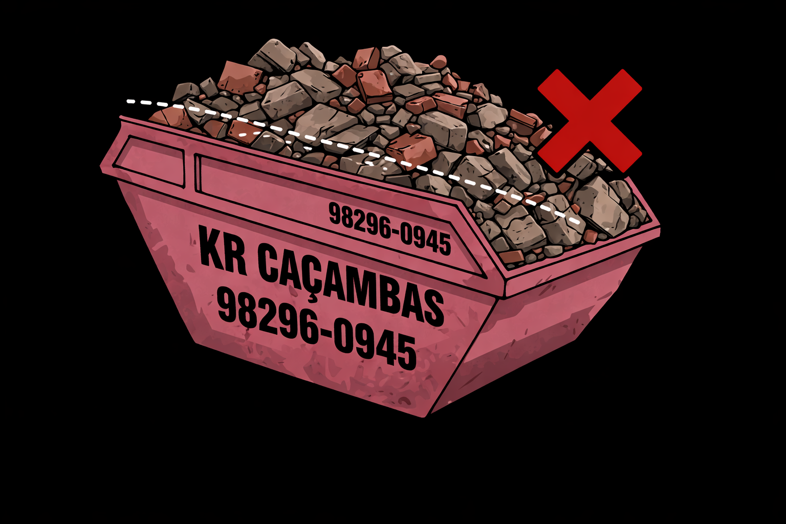 Orientação sobre o limite de carga da caçamba